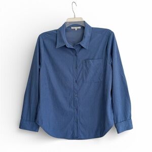 Love Tree Ribbed Knit Top in Blue Size Large